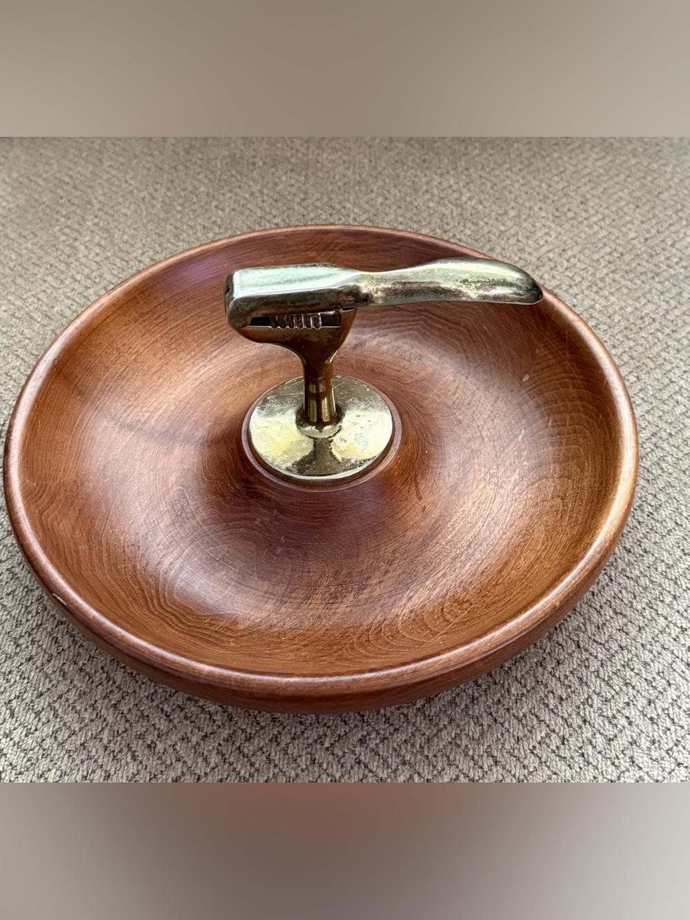 Brass Nutcracker Teak Bowl -